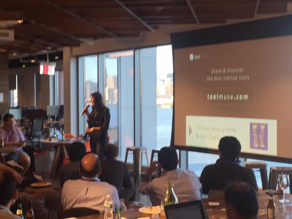 Aïko Thurlow pitching at the New Jersey Tech Meetup